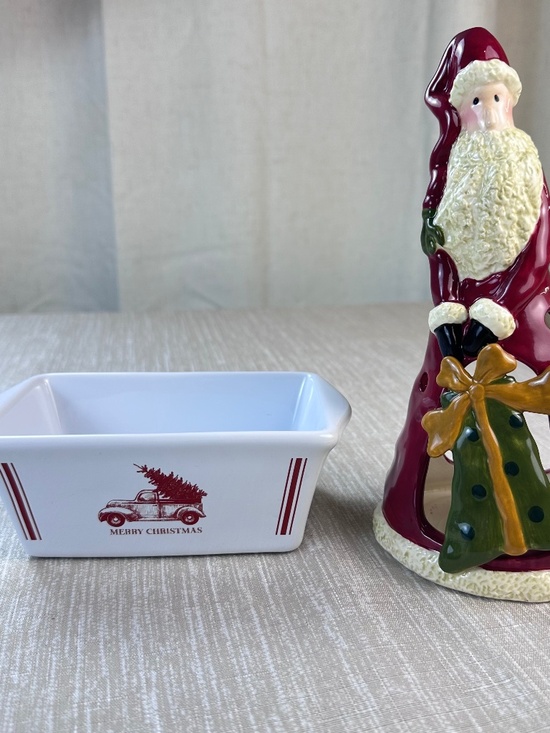 Other - Christmas Set: Vintage Santa Tea Light  Holder & Robert Stanley Red Truck Pan
